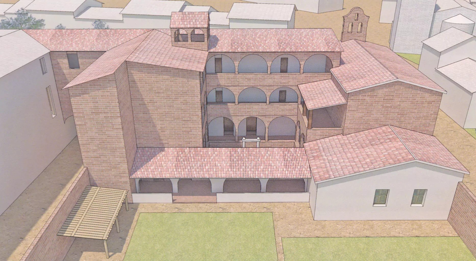 Study and three dimensional reconstruction of the building's historical phases: around the beginning of 1700